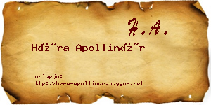 Héra Apollinár névjegykártya